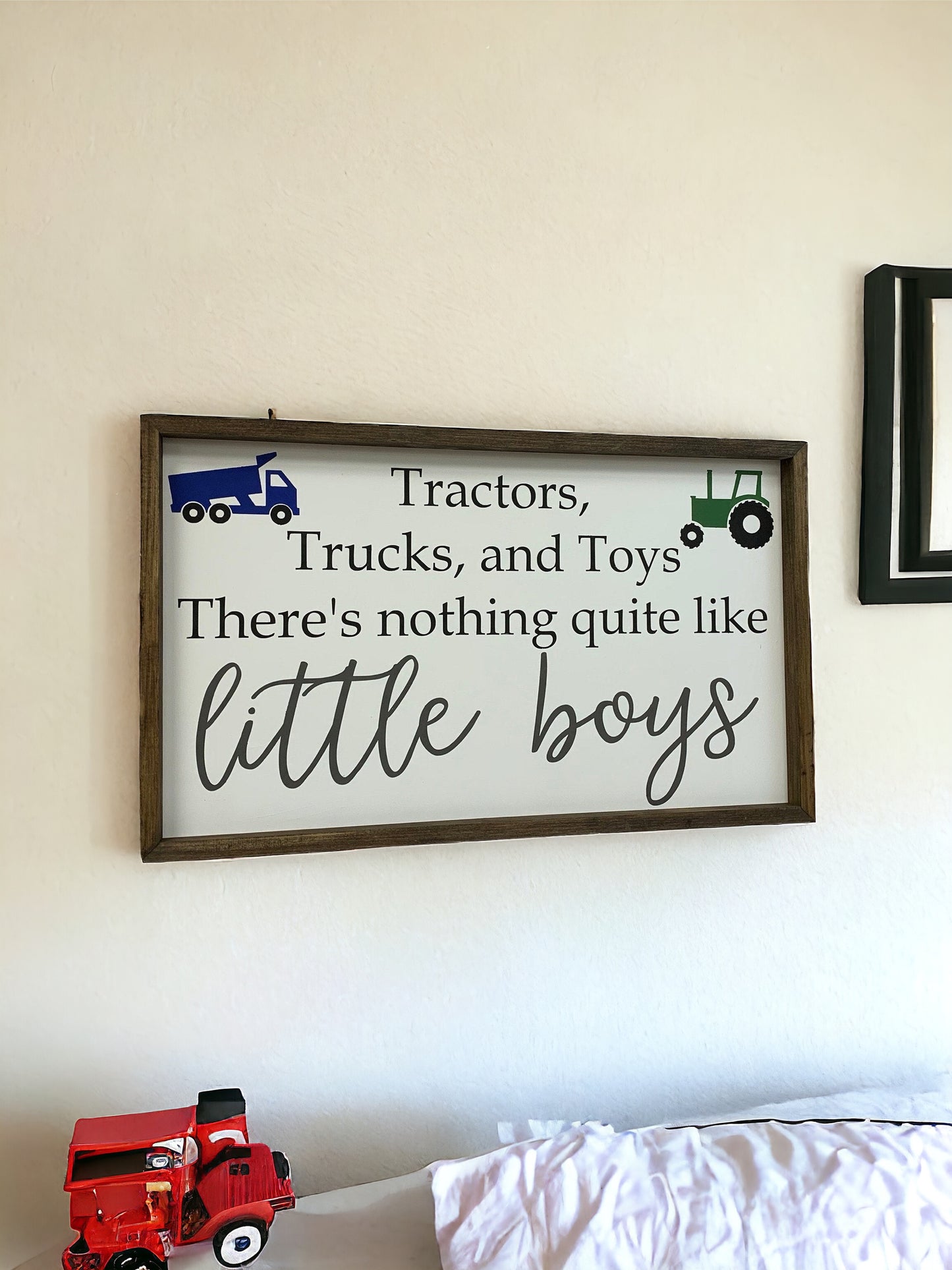 Tractors Trucks ad Toys There's nothing quite like little boys | Farmhouse Sign | Nursery Decor | Baby Shower Gift | Boy Room Sign