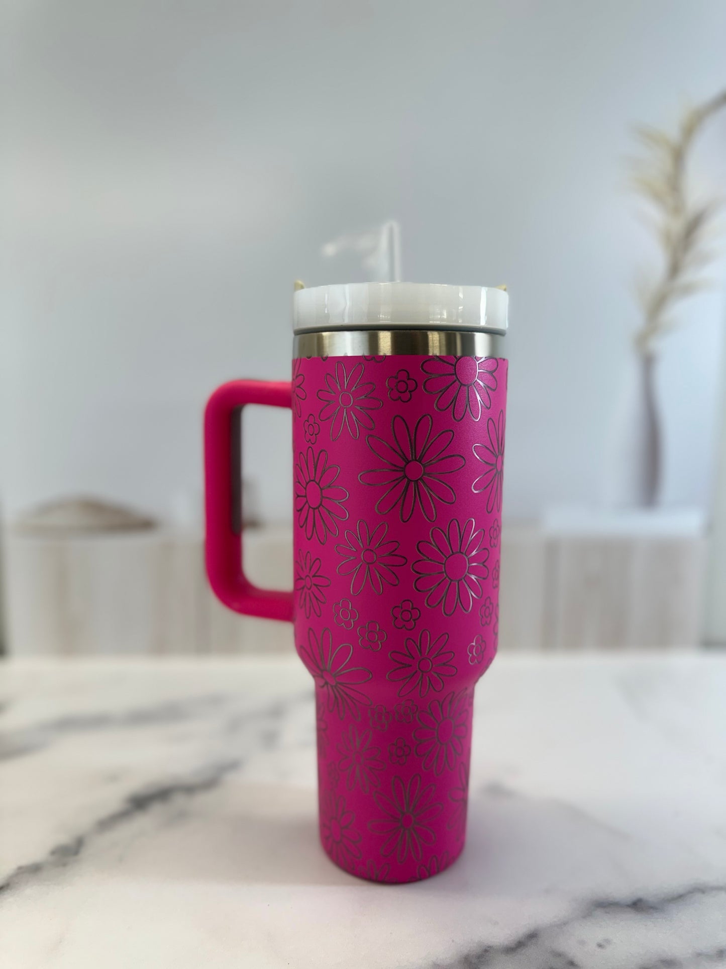 Daisy Floral Engraved Tumbler | 40 Ounce Tumbler | Floral Water Bottle | Mothers Day Gift | Teen Gift | New Mom Gift