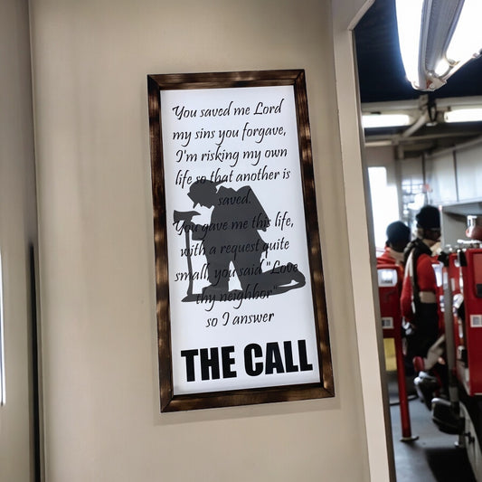 The Call Firefighter Farmhouse Sign | Thin Red Line Decor | Firefighter Home Decor