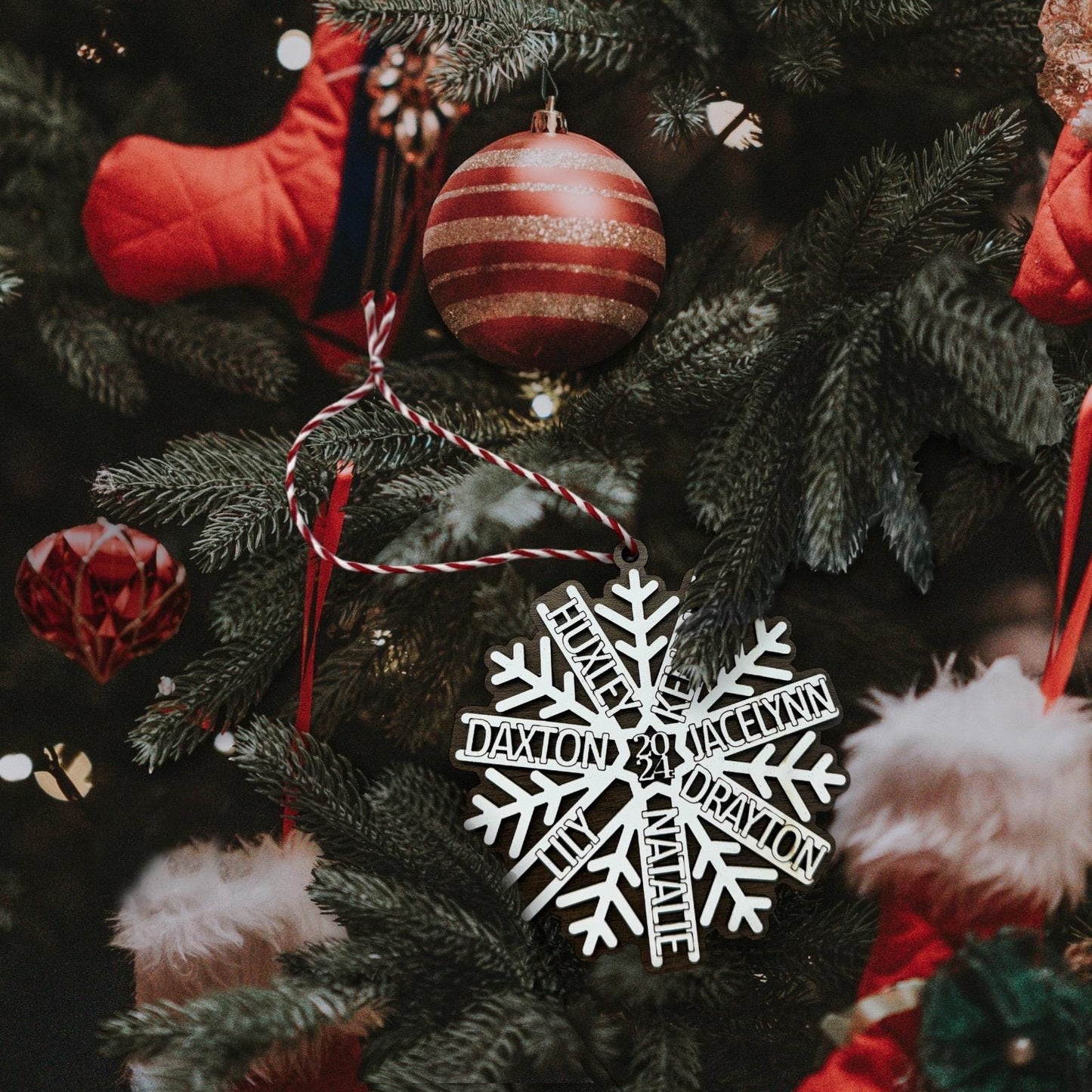 Personalized Snowflake Christmas Tree Ornament | Personalized Family Christmas Ornament | Personalized Grandchildren Christmas Ornament