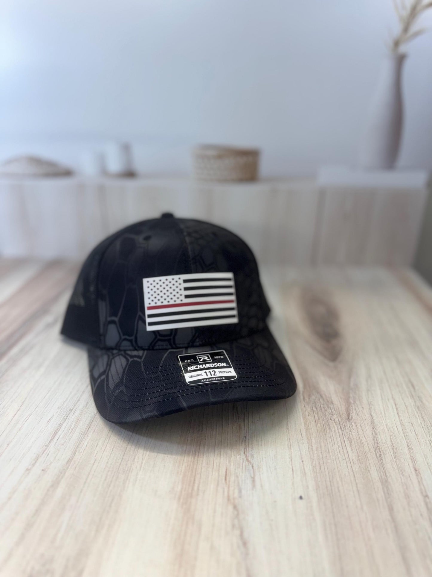 Thin Red Line Flag Hat | Firefighter Hat | Richardson Fireman Hat | Fireman Apparel | Thin Red Line Apparel