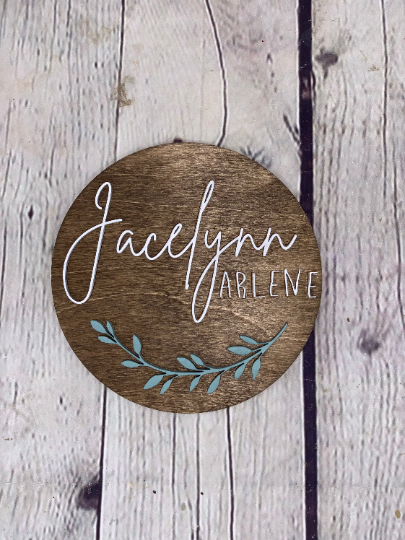 Round 3D Baby Announcement Name Sign I Laser Cut Baby Announcement I 3D Baby Name Sign I Hospital Name Sign I Newborn Name Sign