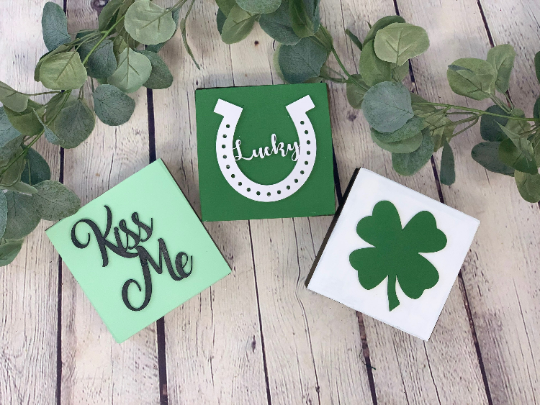 Reversible - 3D Valentine/St. Patrick's Day Mini Block Set of 3 | Valentine Decor | St. Patrick's Day Decor | Farmhouse Blocks
