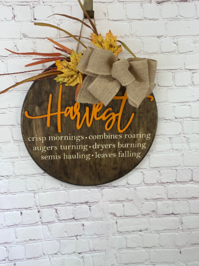 Harvest Front Door Sign | Fall Front Door Decor | Round Door Sign | Door Hanger | Fall Decor