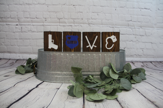 Police Officer Love Blocks | Police Officer Decor | Farmhouse Blocks | Police Officer Gift