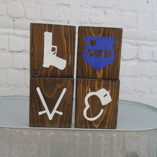 Police Officer Love Blocks | Police Officer Decor | Farmhouse Blocks | Police Officer Gift