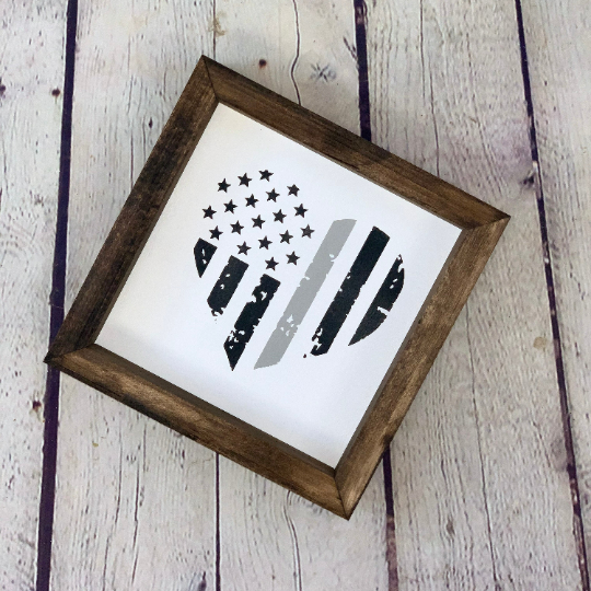 Correctional Officer Heart Farmhouse Mini Sign | Thin Silver Line Decor | Correctional Officer Gift | Correctional Office Wife Gift