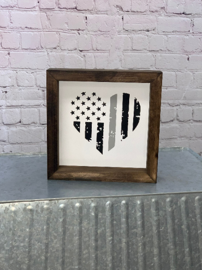 Correctional Officer Heart Farmhouse Mini Sign | Thin Silver Line Decor | Correctional Officer Gift | Correctional Office Wife Gift