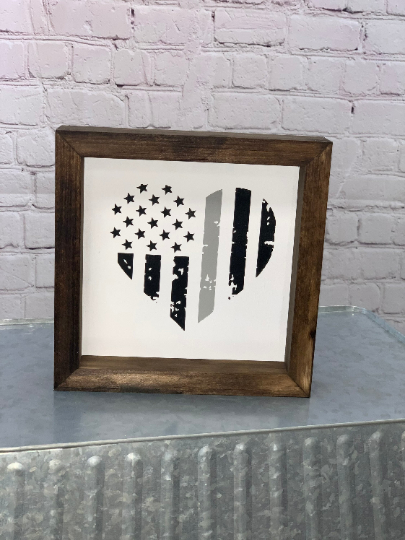 Correctional Officer Heart Farmhouse Mini Sign | Thin Silver Line Decor | Correctional Officer Gift | Correctional Office Wife Gift
