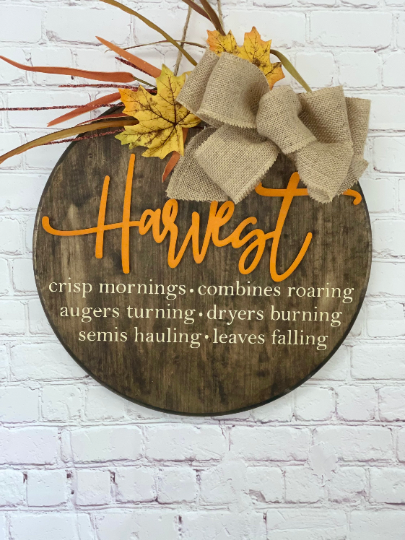 Harvest Front Door Sign | Fall Front Door Decor | Round Door Sign | Door Hanger | Fall Decor