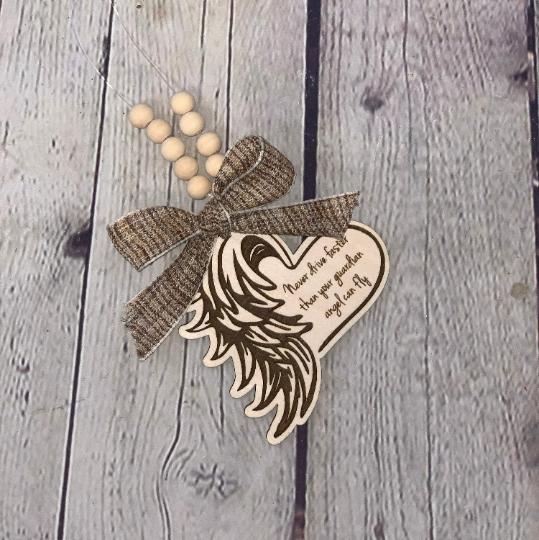 Never Drive Faster Than Your Guardian Angel Can Fly Car Mirror Charm | Car Charm | Rear View Mirror Charm | New Driver Gift