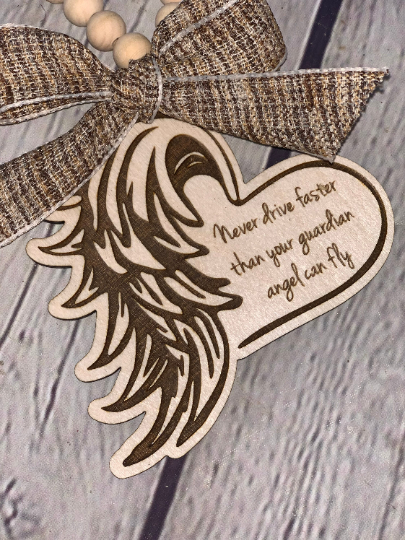 Never Drive Faster Than Your Guardian Angel Can Fly Car Mirror Charm | Car Charm | Rear View Mirror Charm | New Driver Gift