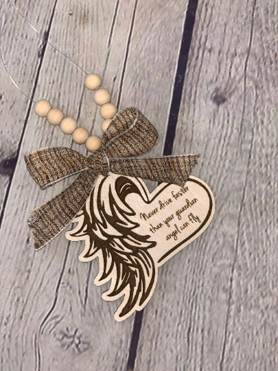 Never Drive Faster Than Your Guardian Angel Can Fly Car Mirror Charm | Car Charm | Rear View Mirror Charm | New Driver Gift