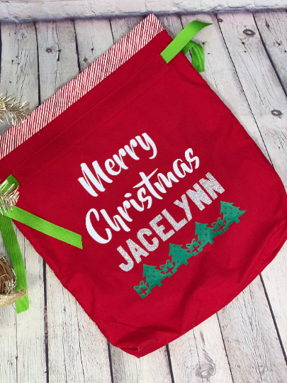 Personalized Medium Reusable Christmas Gift Bag | Santa Bag | Reusable wrapping | Fabric Gift Bag