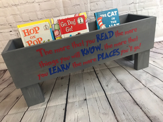 The More you Read Dr. Suess Book Bin | Children's Book Box | Children's Bookcase | Nursery Book Storage | Nursery Decor | Baby Shower Gift |