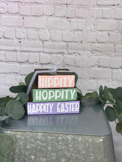 Easter Spring Reversible Stacker Blocks | Spring Decor | Easter Decor | Reversible Holiday Blocks | Easter Blocks | Mantel Decor