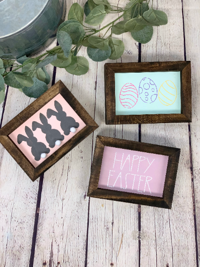 Easter/Spring Reversible Framed Set of 3 | Rae Dunn Inspired Signs | Farmhouse Set | Easter Decor | Spring Decor | Easter Sign Set