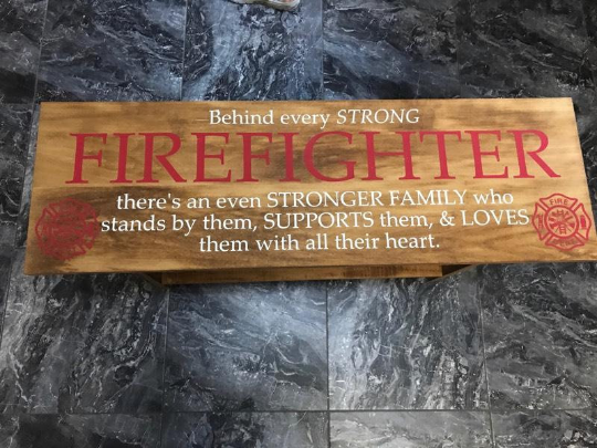 Firefighter Family Bench | Entryway Bench | Mudroom Bench | Wood Bench | Farmhouse Bench