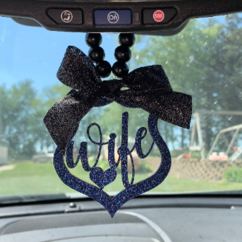 Police Wife Car Mirror Charm | Car Charm | Rear View Mirror Charm | Police Wife Gift | LEOW Gift | Law Enforcement Wife Gift