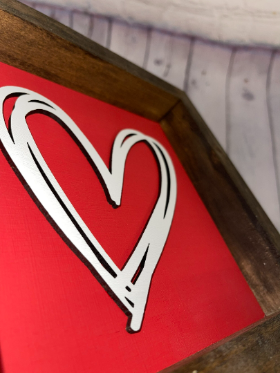 Valentine's Day Heart Framed Sign | Valentines Decor | Valentine Sign | Laser Cut Out Sign | Valentine 3D Heart