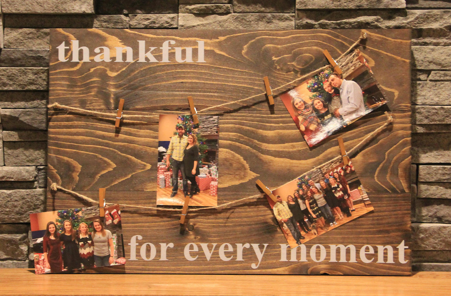 Thankful for every moment Photo Holder Sign | Rustic Picture Holder