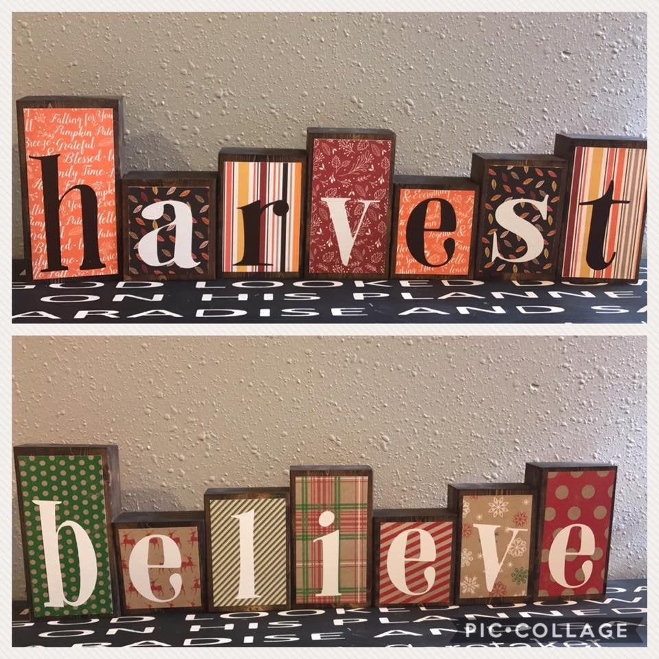 Harvest Believe Reversible Blocks | Harvest Decor | Fall Decor | Christmas Decor | Reversible Holiday Blocks