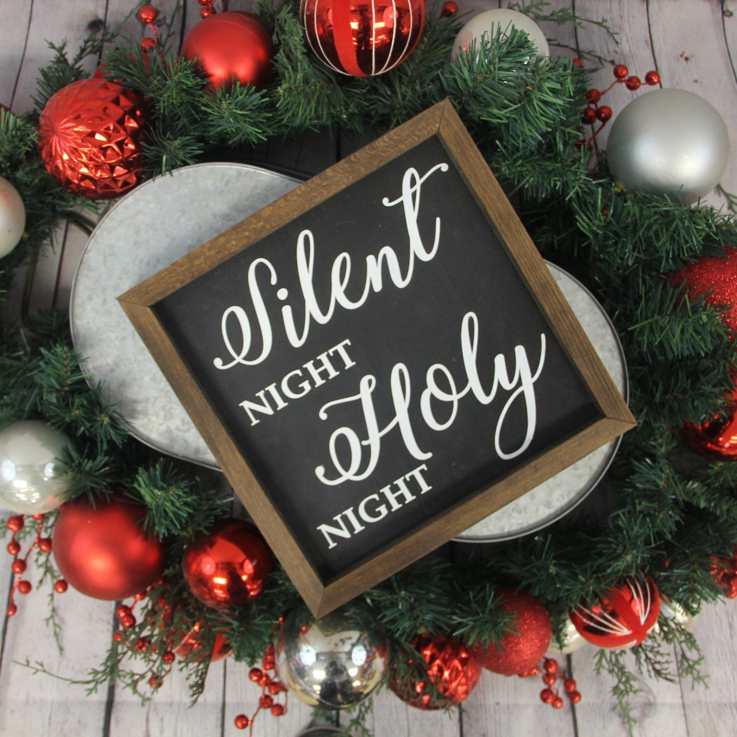 Silent Night Farmhouse Sign | Farmhouse Christmas | Religious Christmas Decor