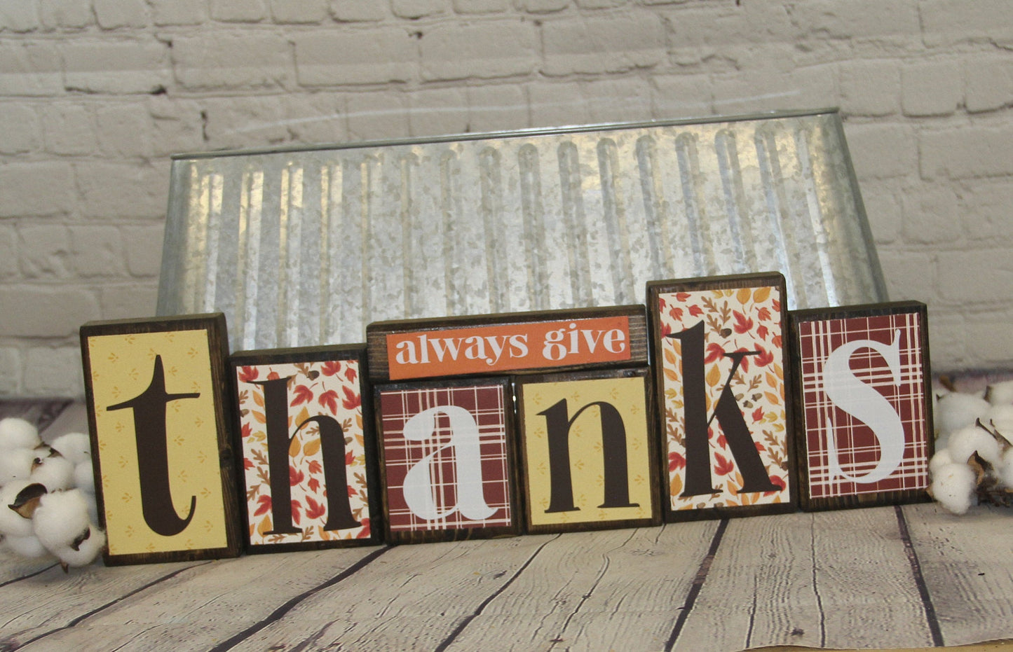 Always Give Thanks Jingle Bells Reversible Blocks | Fall Decor | Thanksgiving Decor | Christmas Decor