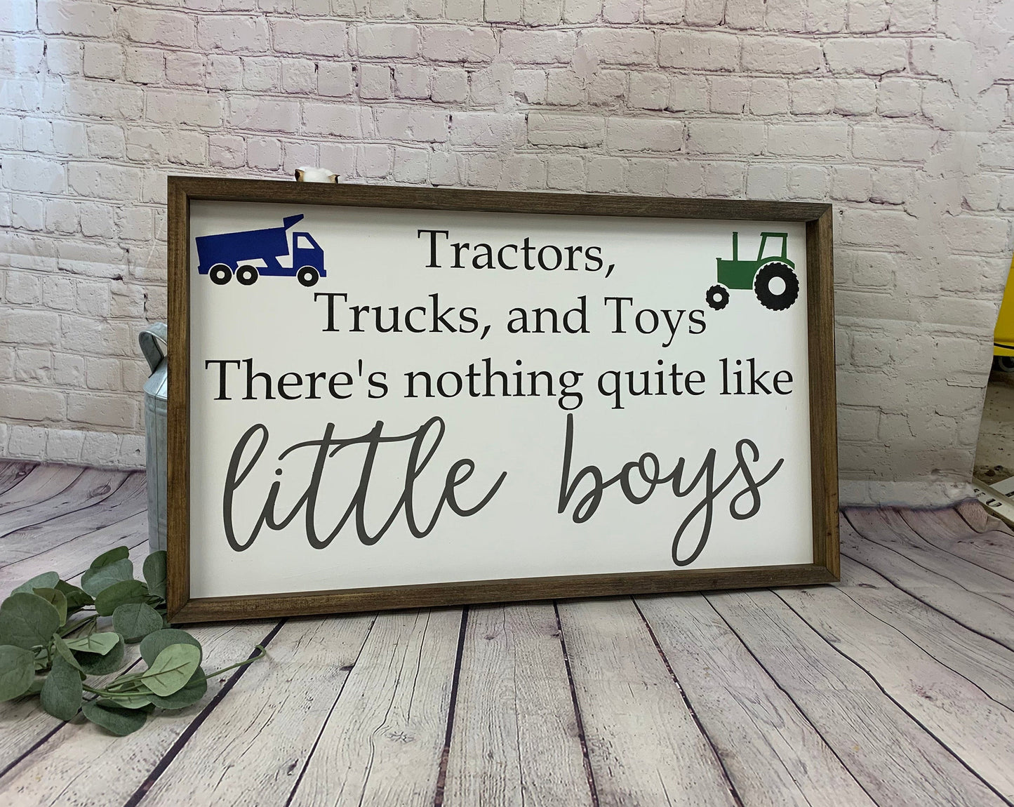 Tractors Trucks ad Toys There's nothing quite like little boys | Farmhouse Sign | Nursery Decor | Baby Shower Gift | Boy Room Sign