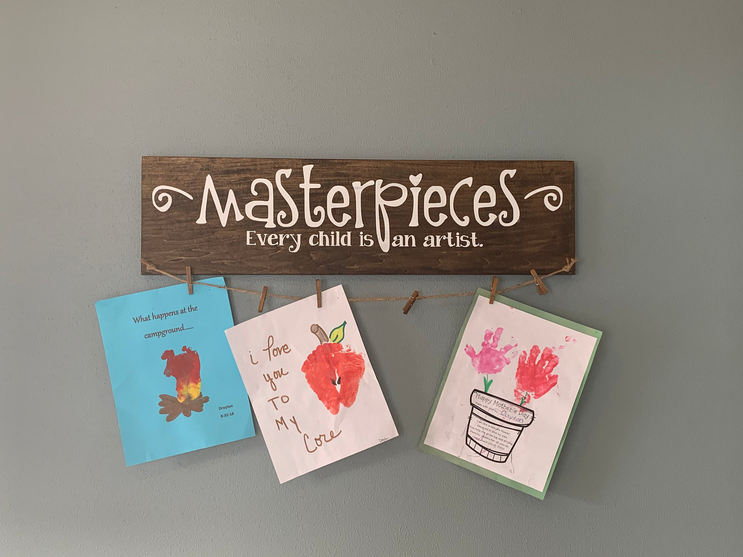 Masterpieces Every Child Is An Artist | Play Room Decor | Child's Artwork Holder | Picture Holder
