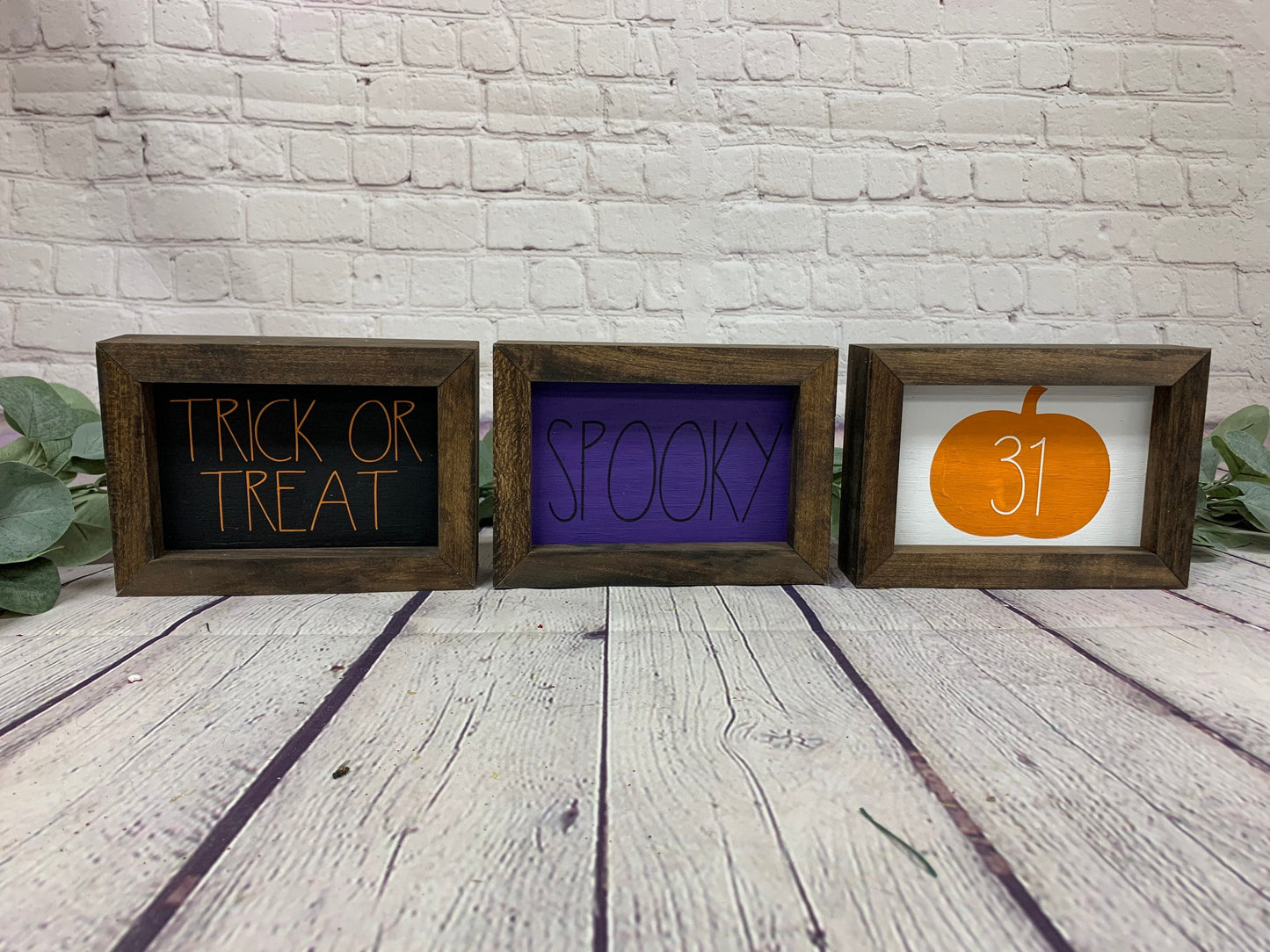 Reversible - Fall/Halloween Mini Set of 3 | Rae Dunn Inspired Signs | Farmhouse Set