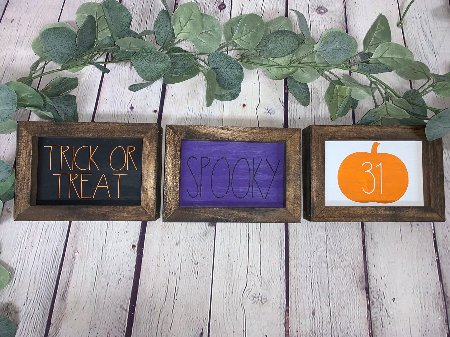 Reversible - Fall/Halloween Mini Set of 3 | Rae Dunn Inspired Signs | Farmhouse Set