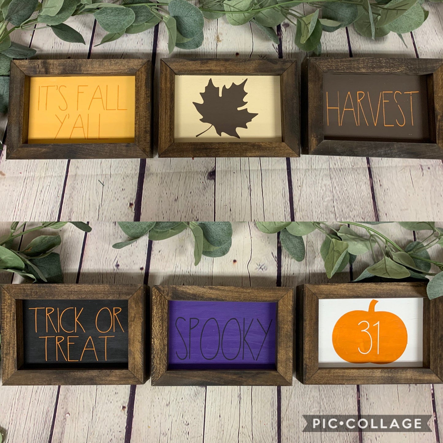 Reversible - Fall/Halloween Mini Set of 3 | Rae Dunn Inspired Signs | Farmhouse Set