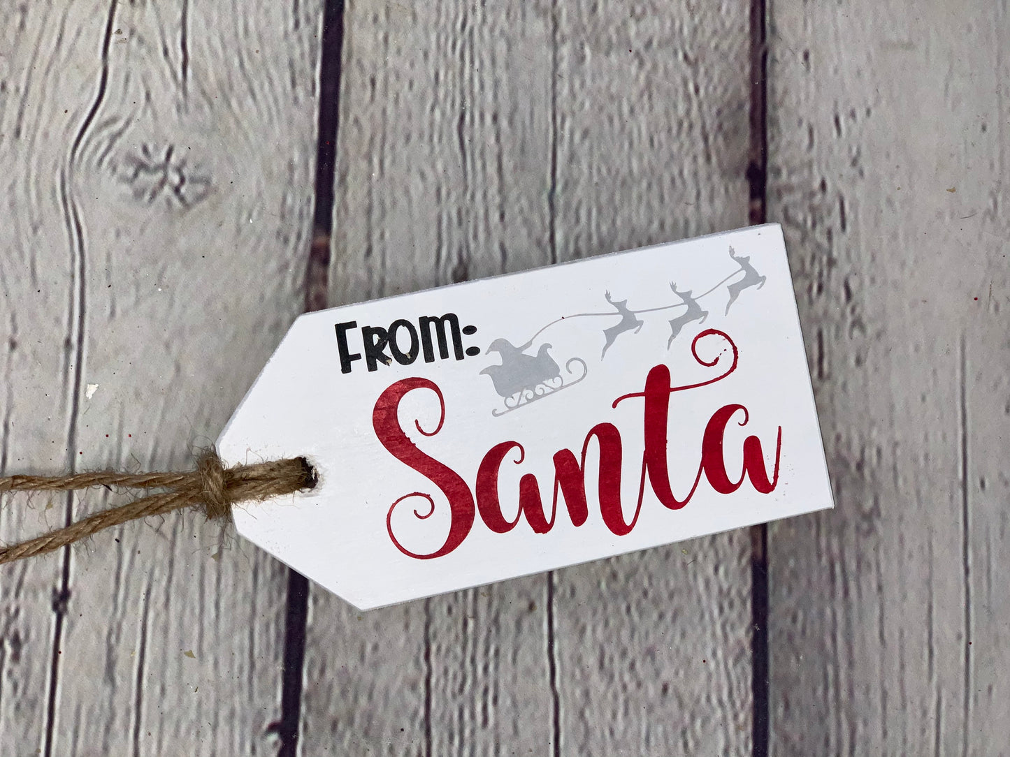Santa Gift Tag | Reusable Santa Gift Tag | Wooden Santa Gift Tag | Rustic Santa Gift Tag