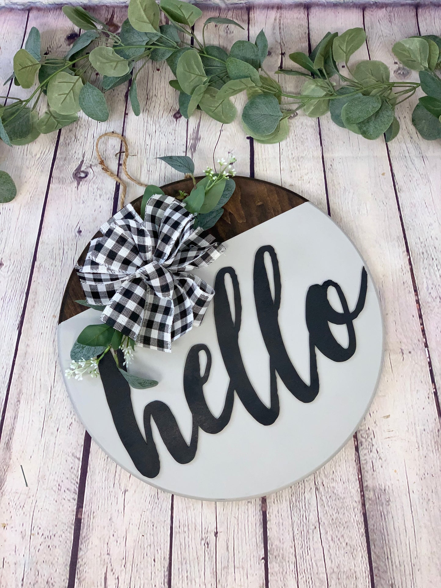Hello Front Door Sign | Front Door Decor | Round Door Sign | Door Hanger | Housewarming Gift