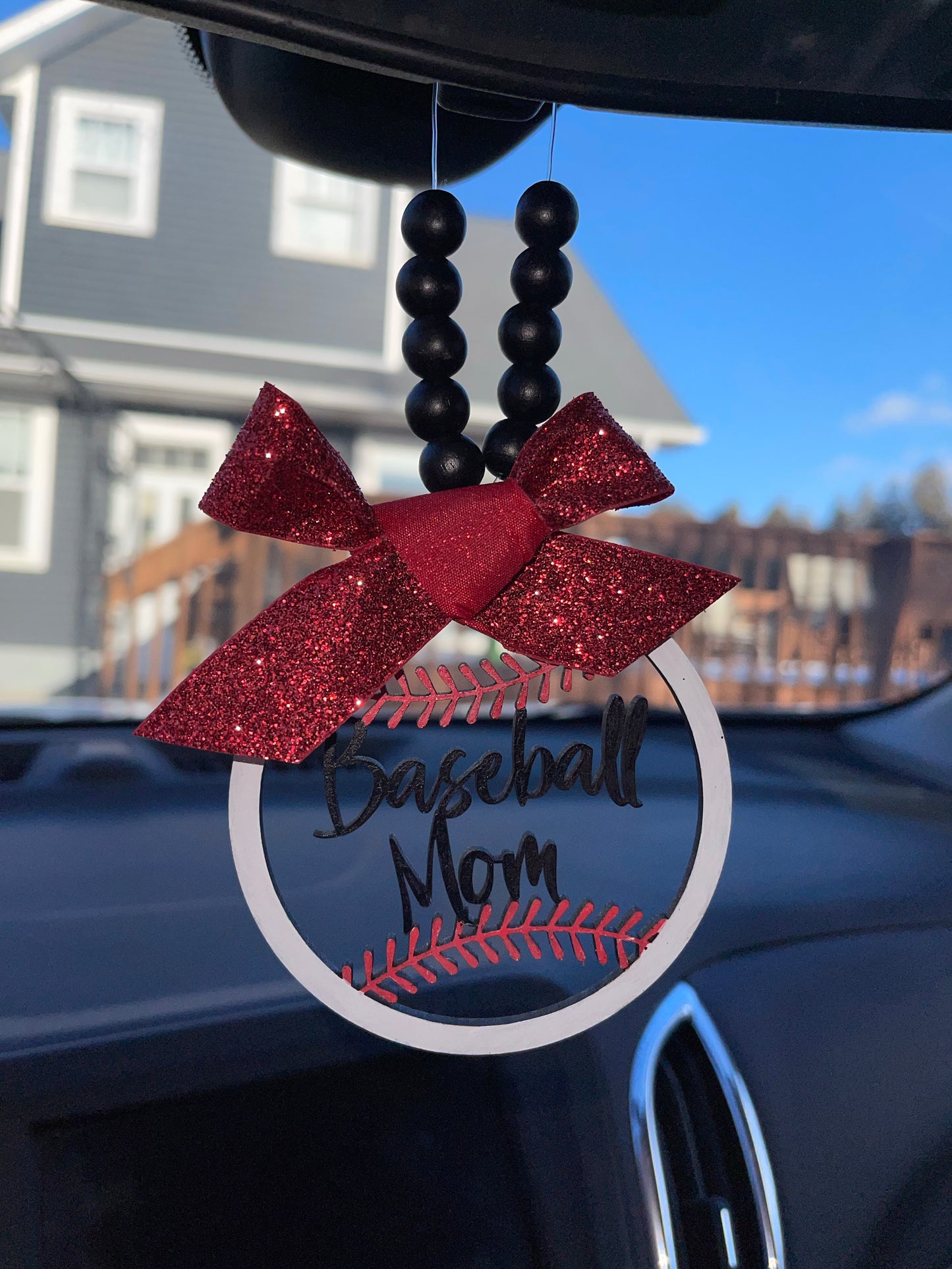Baseball Mom Mirror Charm | Car Charm | Rear View Mirror Charm | New Driver Gift | Mom Gift | Car Charm