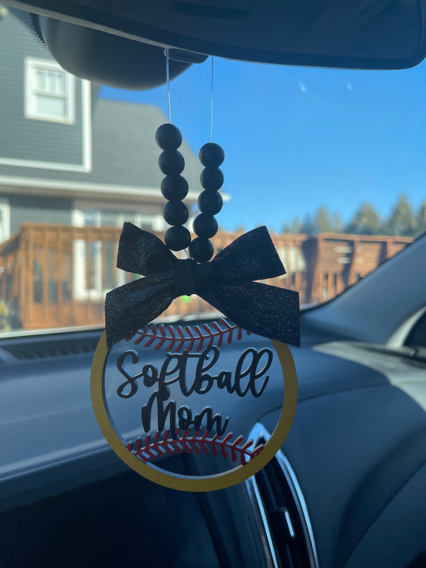 Softball Mom Mirror Charm | Car Charm | Rear View Mirror Charm | New Driver Gift | Mom Gift | Car Charm