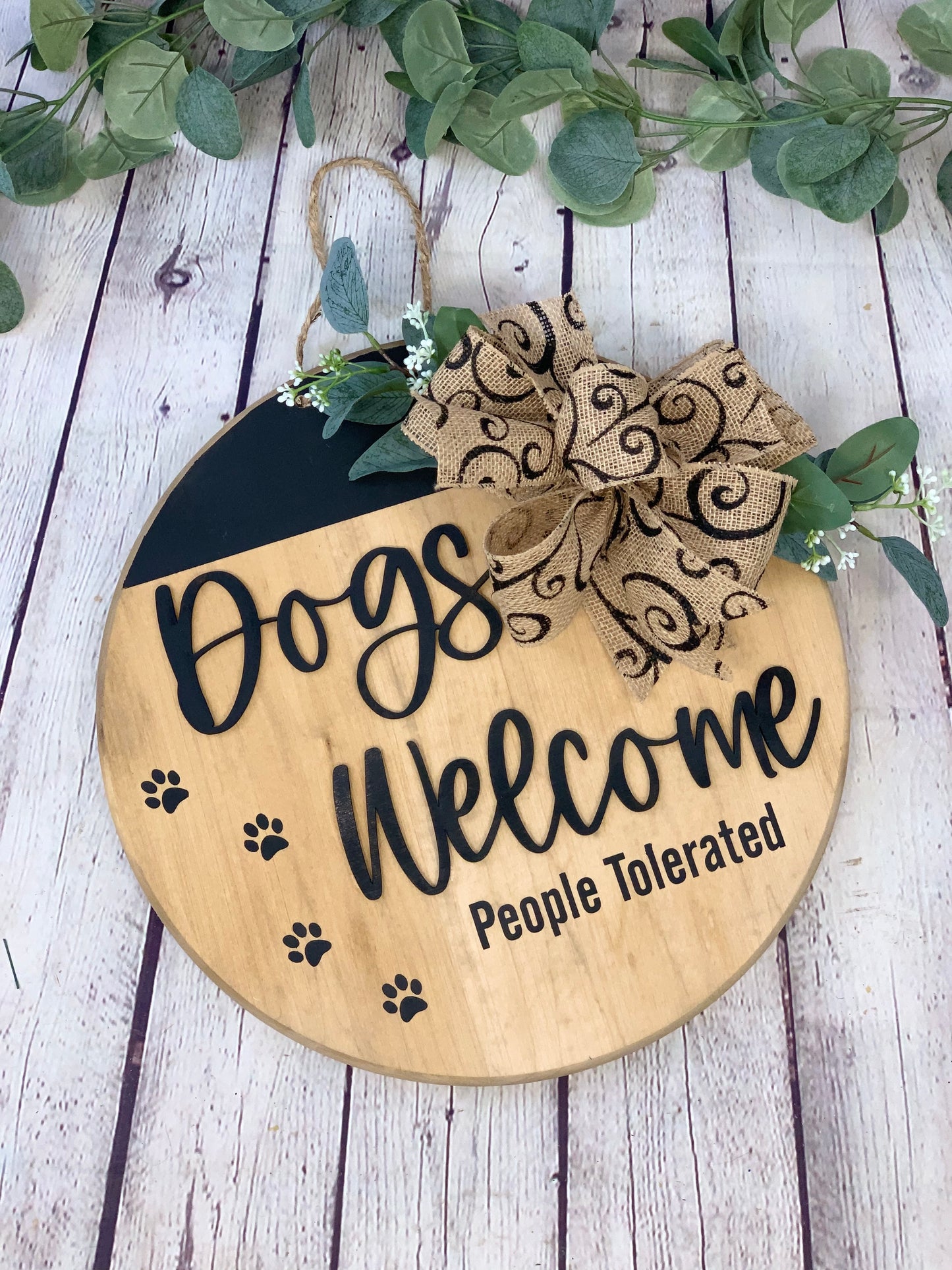 Dogs Welcome Front Door Sign | Front Door Decor | Round Door Sign | Door Hanger | Dog Lover Gift