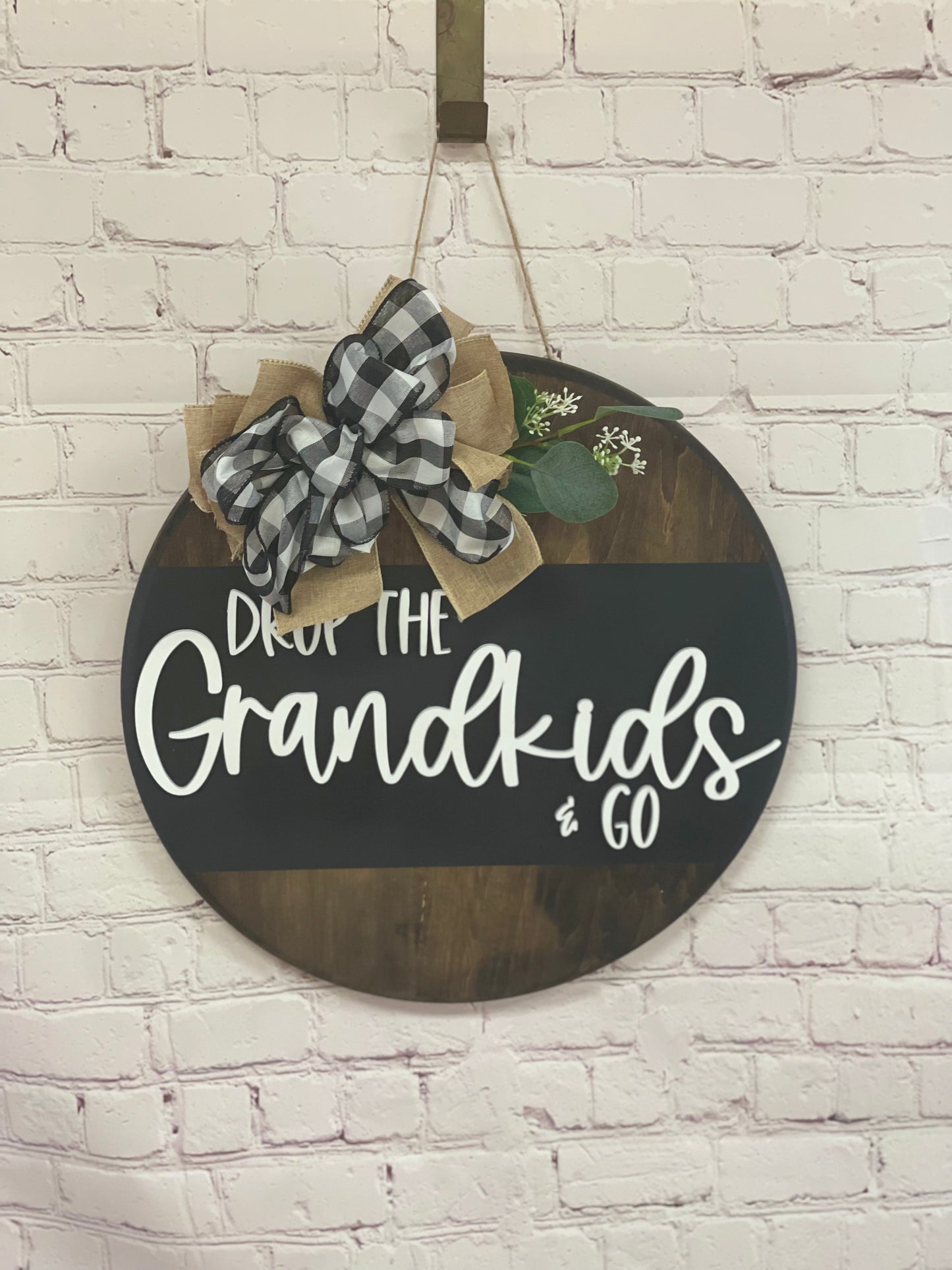 Drop the Grandkids and Go Front Door Sign | Front Door Decor | Round Door Sign | Door Hanger | Grandparent Gift | Mother's Day