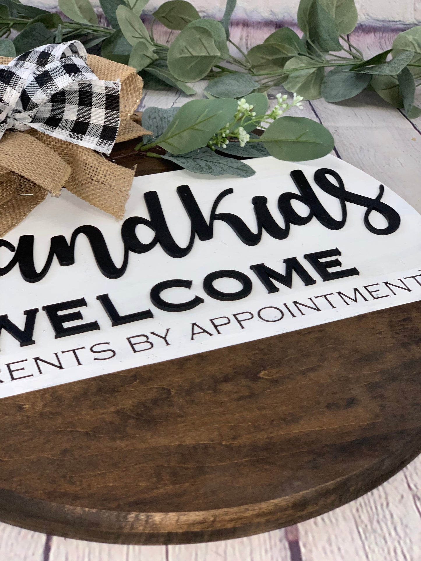 Grandkids Welcome Front Door Sign | Front Door Decor | Round Door Sign | Door Hanger | Grandparent Gift