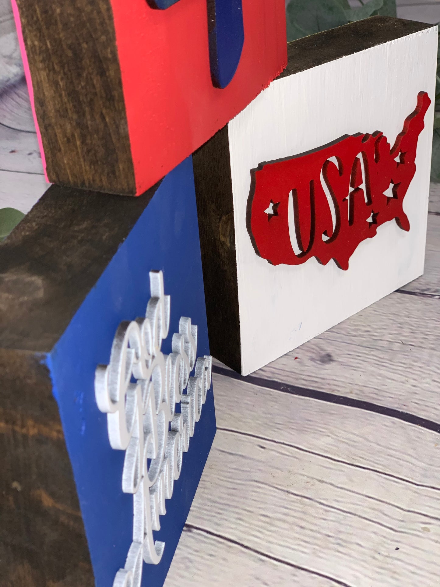 Reversible - 3D Summer/4th of July Mini Block Set of 3 | Summer Decor | 4th of July Decor | Independence Day Decor | Farmhouse Blocks