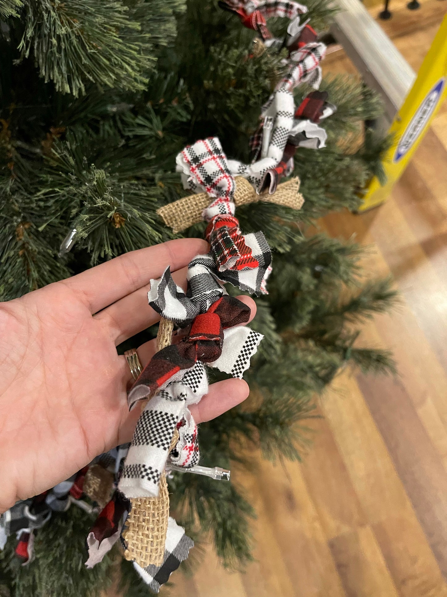 Extra Long Christmas Garland | Fabric Lighted Garland | Burlap Christmas Decor | Rustic Christmas Decor | Fabric Garland