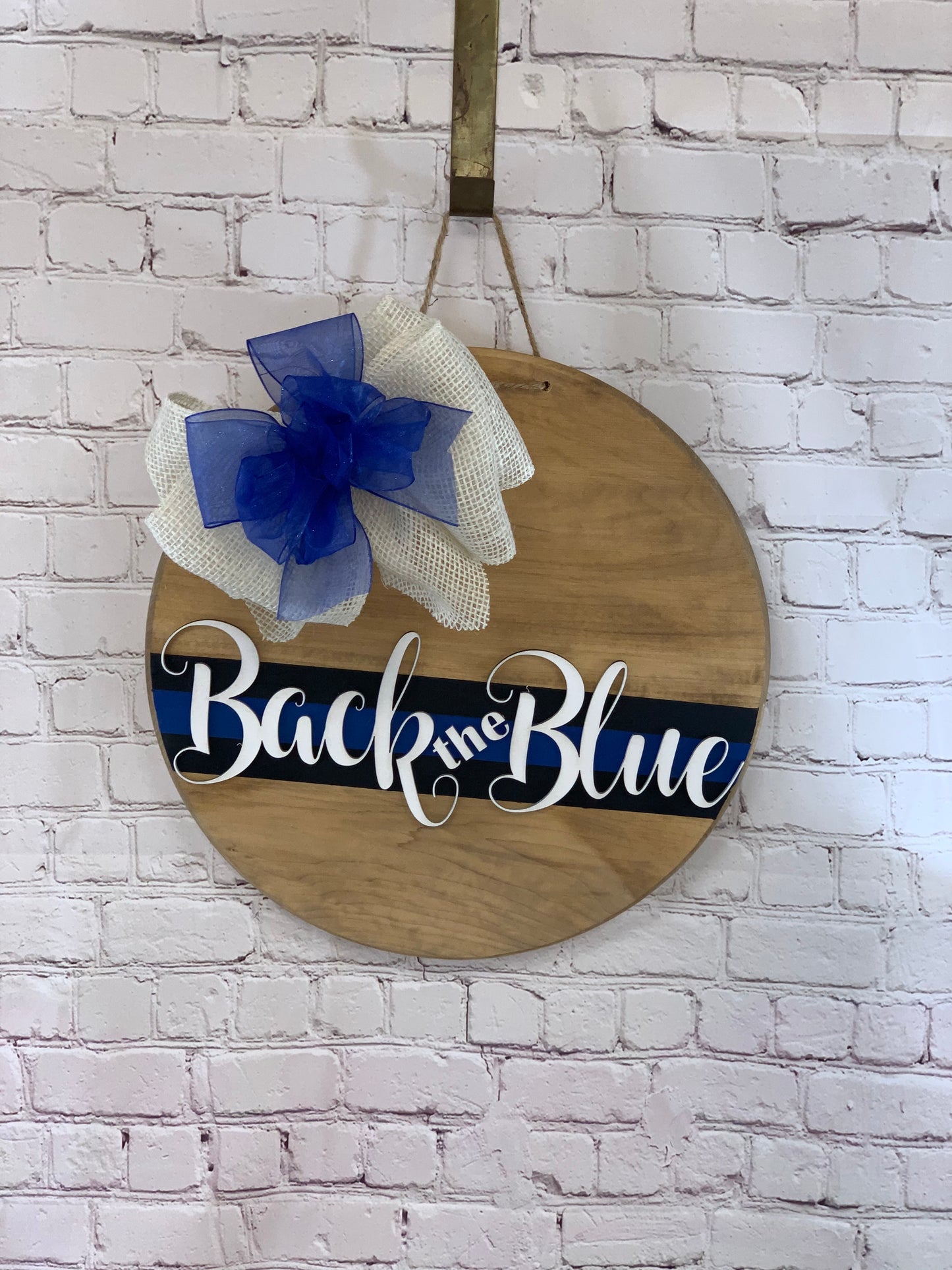Back the Blue Front Door Sign | Front Door Decor | Round Door Sign | Door Hanger | Police Gift | Police Wife Gift