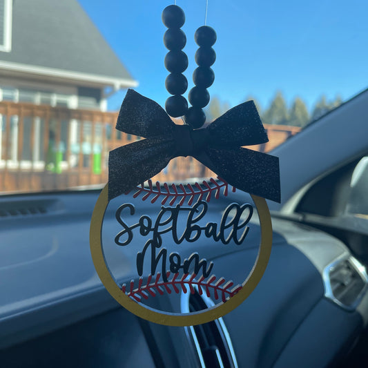 Softball Mom Mirror Charm | Car Charm | Rear View Mirror Charm | New Driver Gift | Mom Gift | Car Charm