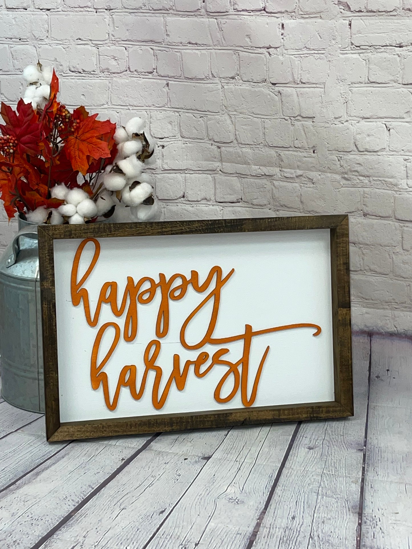 Happy Harvest Farmhouse Sign | Fall Farmhouse Sign | Fall 3D Sign | Fall Decor | Harvest Decor