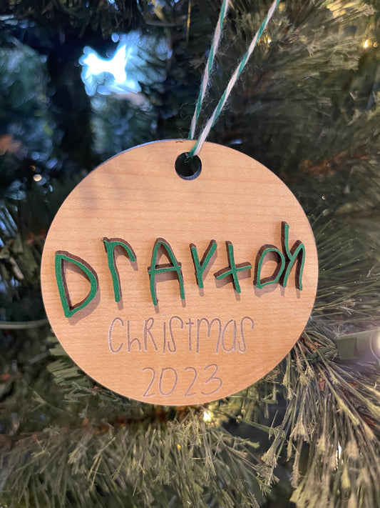 Personalized Children's Handwriting Holiday Ornament