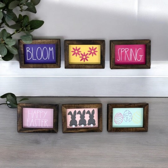 Easter/Spring Reversible Framed Set of 3 | Rae Dunn Inspired Signs | Farmhouse Set | Easter Decor | Spring Decor | Easter Sign Set