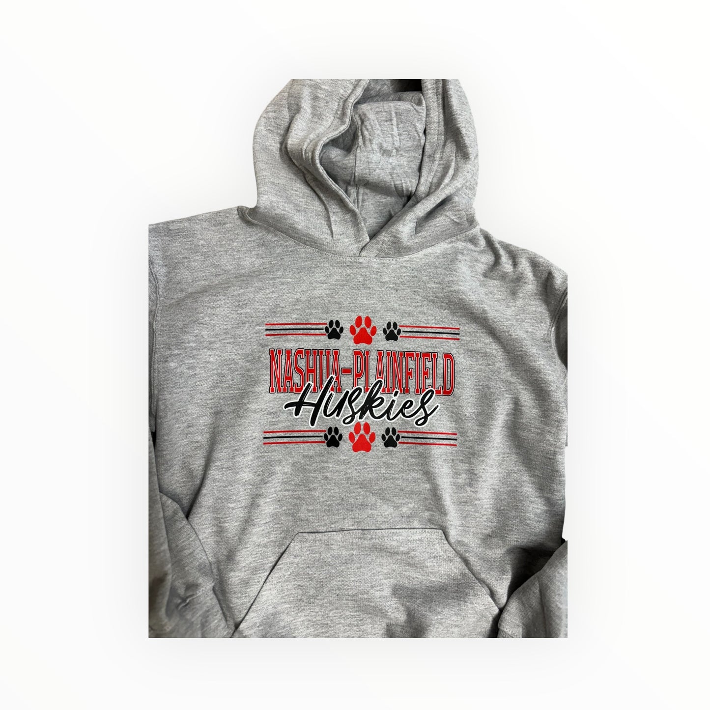 Nashua-Plainfield Huskies Youth Hoodie {Pawprint & Stripes Design}