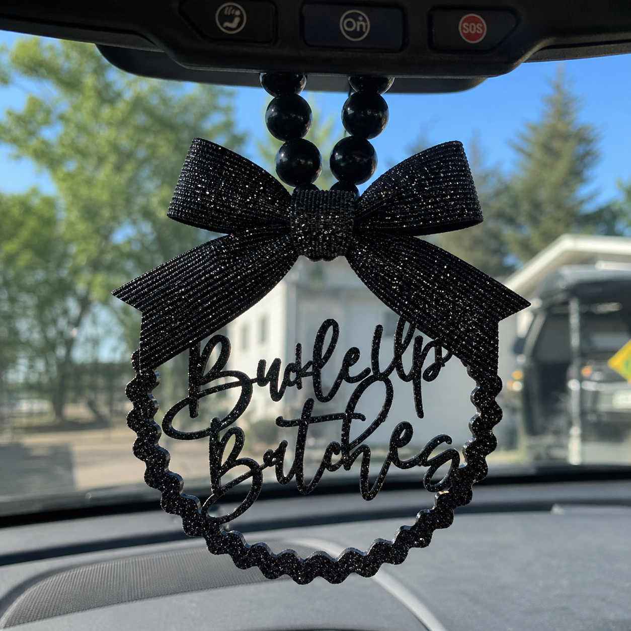 Buckle Up Bitches Mirror Charm | Car Charm | Rear View Mirror Charm | New Driver Gift | Funny Teen Gift | Funny Car Charm