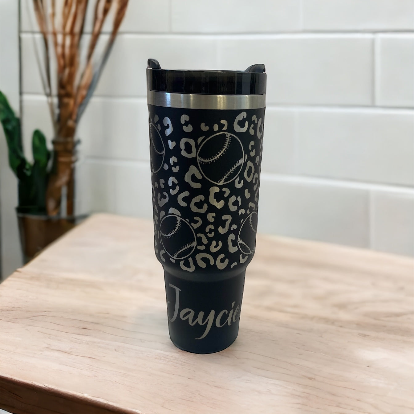 Personalized Name Softball Engraved Tumbler | 40 Ounce Tumbler | Softball Water Bottle | Softball Player Gift | Teen Gift | Softball Player